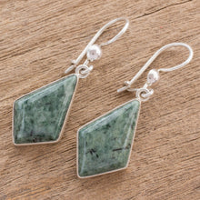 Load image into Gallery viewer, Jade Earrings with Sterling Silver Settings from Guatemala - Jungle Pyramids | NOVICA