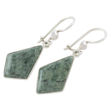 Load image into Gallery viewer, Jade Earrings with Sterling Silver Settings from Guatemala - Jungle Pyramids | NOVICA