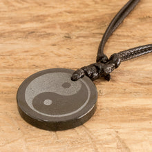 Load image into Gallery viewer, Jade Yin Yang on Black Cotton Necklace Crafted by Hand - Yin Yang | NOVICA