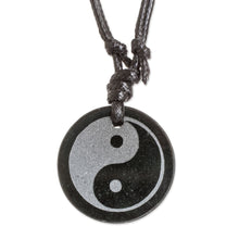 Load image into Gallery viewer, Jade Yin Yang on Black Cotton Necklace Crafted by Hand - Yin Yang | NOVICA