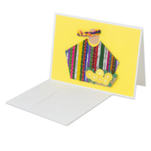 Load image into Gallery viewer, Bright Yellow Greeting Cards with Maya Weaving Insets - Yellow Maya Flowers | NOVICA