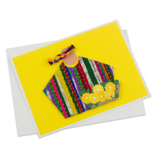 Load image into Gallery viewer, Bright Yellow Greeting Cards with Maya Weaving Insets - Yellow Maya Flowers | NOVICA