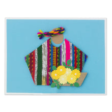 Load image into Gallery viewer, Set of 4 Blue Greeting Cards with Maya Weaving Insets - Blue Maya Flowers | NOVICA