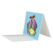 Load image into Gallery viewer, Set of 4 Blue Greeting Cards with Maya Weaving Insets - Blue Maya Flowers | NOVICA
