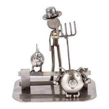 Load image into Gallery viewer, Mexican Handcrafted Recycled Auto Parts Farm Sculpture - Mechanical Farmer | NOVICA