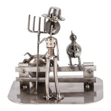 Load image into Gallery viewer, Mexican Handcrafted Recycled Auto Parts Farm Sculpture - Mechanical Farmer | NOVICA