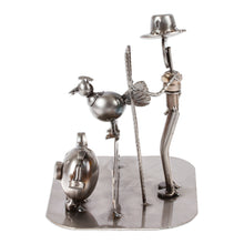Load image into Gallery viewer, Mexican Handcrafted Recycled Auto Parts Farm Sculpture - Mechanical Farmer | NOVICA