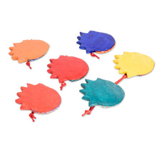 Load image into Gallery viewer, Six Colorful Handcrafted Ceramic Eclipse Ornaments - Flower Eclipse | NOVICA