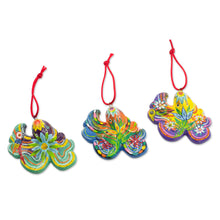 Load image into Gallery viewer, Handcrafted Ceramic Octopus Ornaments (Set of 6) - Floral Octopus | NOVICA