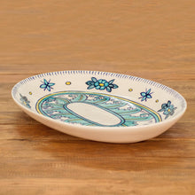Load image into Gallery viewer, Artisan Crafted Oval Ceramic Platter with Floral Motif - Bermuda | NOVICA