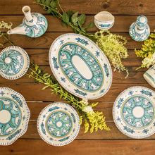 Load image into Gallery viewer, Artisan Crafted Oval Ceramic Platter with Floral Motif - Bermuda | NOVICA