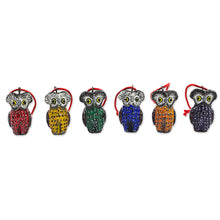 Load image into Gallery viewer, Handcrafted Ceramic Bird Ornaments (Set of 6 Owls) - Owls of Tikal | NOVICA