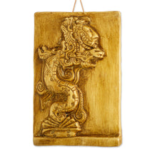 Load image into Gallery viewer, Maya Archaeology Museum Replica Ceramic Relief Panel - Kukulkan en Yaxchilan | NOVICA
