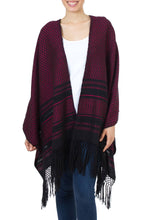 Load image into Gallery viewer, Zapotec Handwoven Rebozo Shawl in Black and Fuchsia - Zapotec Fiesta in Fuchsia | NOVICA