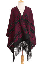 Load image into Gallery viewer, Zapotec Handwoven Rebozo Shawl in Black and Fuchsia - Zapotec Fiesta in Fuchsia | NOVICA