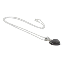 Load image into Gallery viewer, Black Jade Sterling Silver Heart Pendant Necklace Guatemala - Mayan Heart in Black | NOVICA