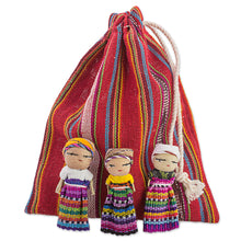 Load image into Gallery viewer, Set of 12 Guatemalan Worry Dolls with Pouch in 100% Cotton - The Worry Doll League | NOVICA