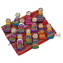 Load image into Gallery viewer, Set of 12 Guatemalan Worry Dolls with Pouch in 100% Cotton - The Worry Doll League | NOVICA
