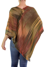Load image into Gallery viewer, Hand Woven Ginger Rayon Poncho from Guatemala - Ethereal Ginger | NOVICA