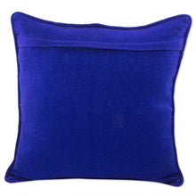 Load image into Gallery viewer, Indigo Square Cushion Cover with Multicolor Maya Frieze - Quetzaltenango Frieze | NOVICA