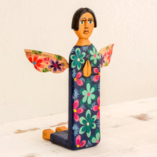 Load image into Gallery viewer, Hand Carved and Painted Wood Angel Sculpture from Guatemala - Sky Angel | NOVICA