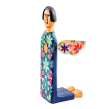 Load image into Gallery viewer, Hand Carved and Painted Wood Angel Sculpture from Guatemala - Sky Angel | NOVICA