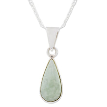 Load image into Gallery viewer, Light Green Teardrop Jade Pendant Necklace from Guatemala - Pale Green Tear | NOVICA