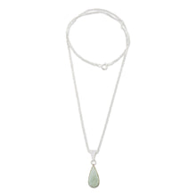 Load image into Gallery viewer, Light Green Teardrop Jade Pendant Necklace from Guatemala - Pale Green Tear | NOVICA