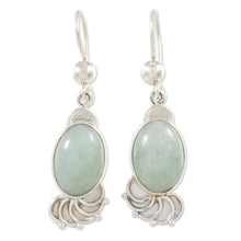 Load image into Gallery viewer, Light Green Jade Oval Dangle Earrings from Guatemala - Siren Song in Light Green | NOVICA