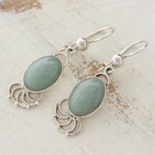 Load image into Gallery viewer, Light Green Jade Oval Dangle Earrings from Guatemala - Siren Song in Light Green | NOVICA