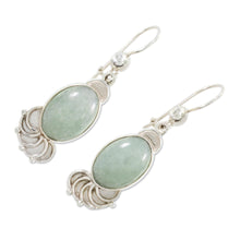 Load image into Gallery viewer, Light Green Jade Oval Dangle Earrings from Guatemala - Siren Song in Light Green | NOVICA