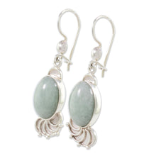 Load image into Gallery viewer, Light Green Jade Oval Dangle Earrings from Guatemala - Siren Song in Light Green | NOVICA