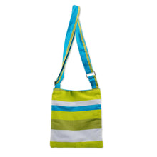 Load image into Gallery viewer, Handwoven Striped Cotton Sling Handbag from El Salvador - Citron Combination | NOVICA