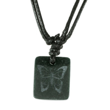 Load image into Gallery viewer, Black Jade Butterfly Pendant Necklace from Guatemala - Mayan Butterfly | NOVICA