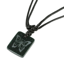 Load image into Gallery viewer, Black Jade Butterfly Pendant Necklace from Guatemala - Mayan Butterfly | NOVICA