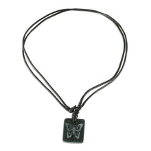 Load image into Gallery viewer, Black Jade Butterfly Pendant Necklace from Guatemala - Mayan Butterfly | NOVICA