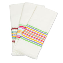 Load image into Gallery viewer, Striped Multicolor 100% Cotton Dishtowels (Set of 3) - Celebration | NOVICA