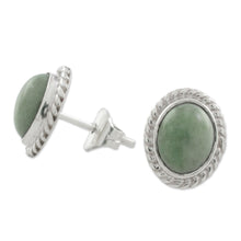 Load image into Gallery viewer, Light Green Jade Oval Stud Earrings from Guatemala - Oval Lassos | NOVICA