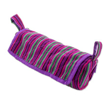 Load image into Gallery viewer, Handwoven Striped 100% Cotton Jewelry Case from Guatemala - Amethyst Berry | NOVICA