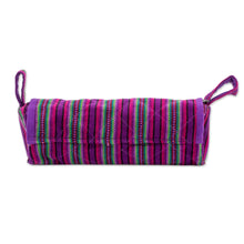 Load image into Gallery viewer, Handwoven Striped 100% Cotton Jewelry Case from Guatemala - Amethyst Berry | NOVICA