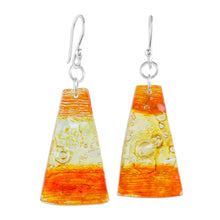 Load image into Gallery viewer, Artisan Crafted Recycled CD Hook Earrings from Guatemala - Rising Sun | NOVICA