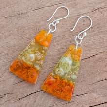 Load image into Gallery viewer, Artisan Crafted Recycled CD Hook Earrings from Guatemala - Rising Sun | NOVICA