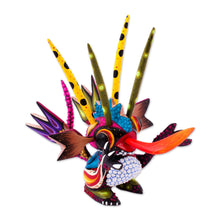 Load image into Gallery viewer, Wood Alebrije Sculpture of a Colorful Alien from Mexico - Energetic Martian | NOVICA