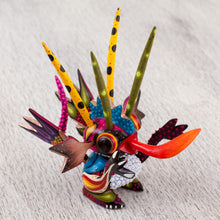Load image into Gallery viewer, Wood Alebrije Sculpture of a Colorful Alien from Mexico - Energetic Martian | NOVICA