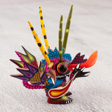 Load image into Gallery viewer, Wood Alebrije Sculpture of a Colorful Alien from Mexico - Energetic Martian | NOVICA