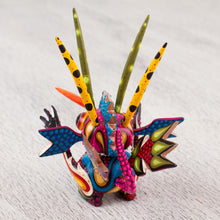 Load image into Gallery viewer, Wood Alebrije Sculpture of a Colorful Alien from Mexico - Energetic Martian | NOVICA