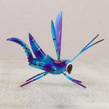 Load image into Gallery viewer, Wood Alebrije Cricket Sculpture in Blue from Mexico - Blue Good Luck Cricket | NOVICA