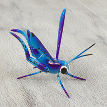 Load image into Gallery viewer, Wood Alebrije Cricket Sculpture in Blue from Mexico - Blue Good Luck Cricket | NOVICA