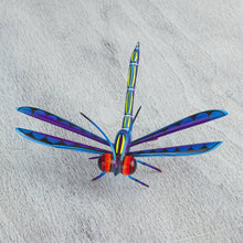 Load image into Gallery viewer, Handcrafted Blue Copal Wood Dragonfly Sculpture from Mexico - Sweet Freedom in Blue | NOVICA