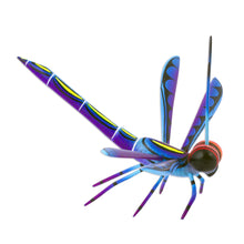 Load image into Gallery viewer, Handcrafted Blue Copal Wood Dragonfly Sculpture from Mexico - Sweet Freedom in Blue | NOVICA